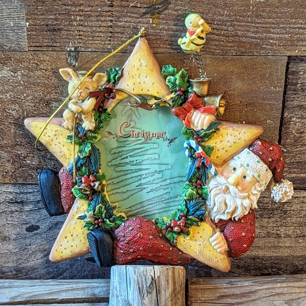 Vintage Two's Company Picture Frame/Ornament Santa Star